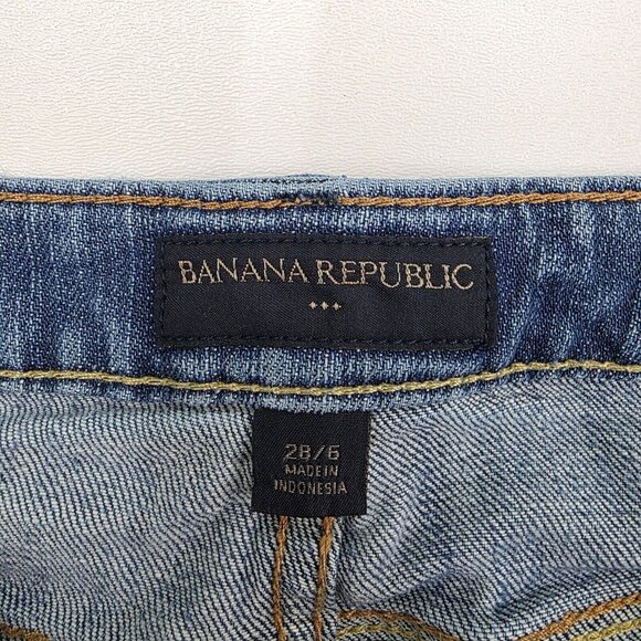 Banana Republic Trouser Jeans Womens 28/6 Low Rise Medium Wash Stretch Denim - Picture 7 of 14